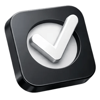 Confirmation checkmark icon rendered in 3D on the Terrace Zinshaven about page